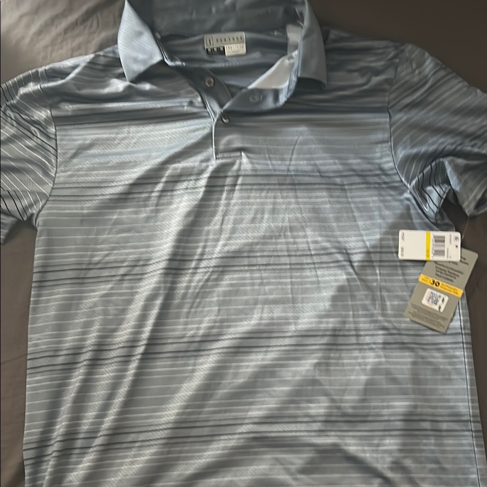 PGA Tour Men's Striped Gray Polo Shirt